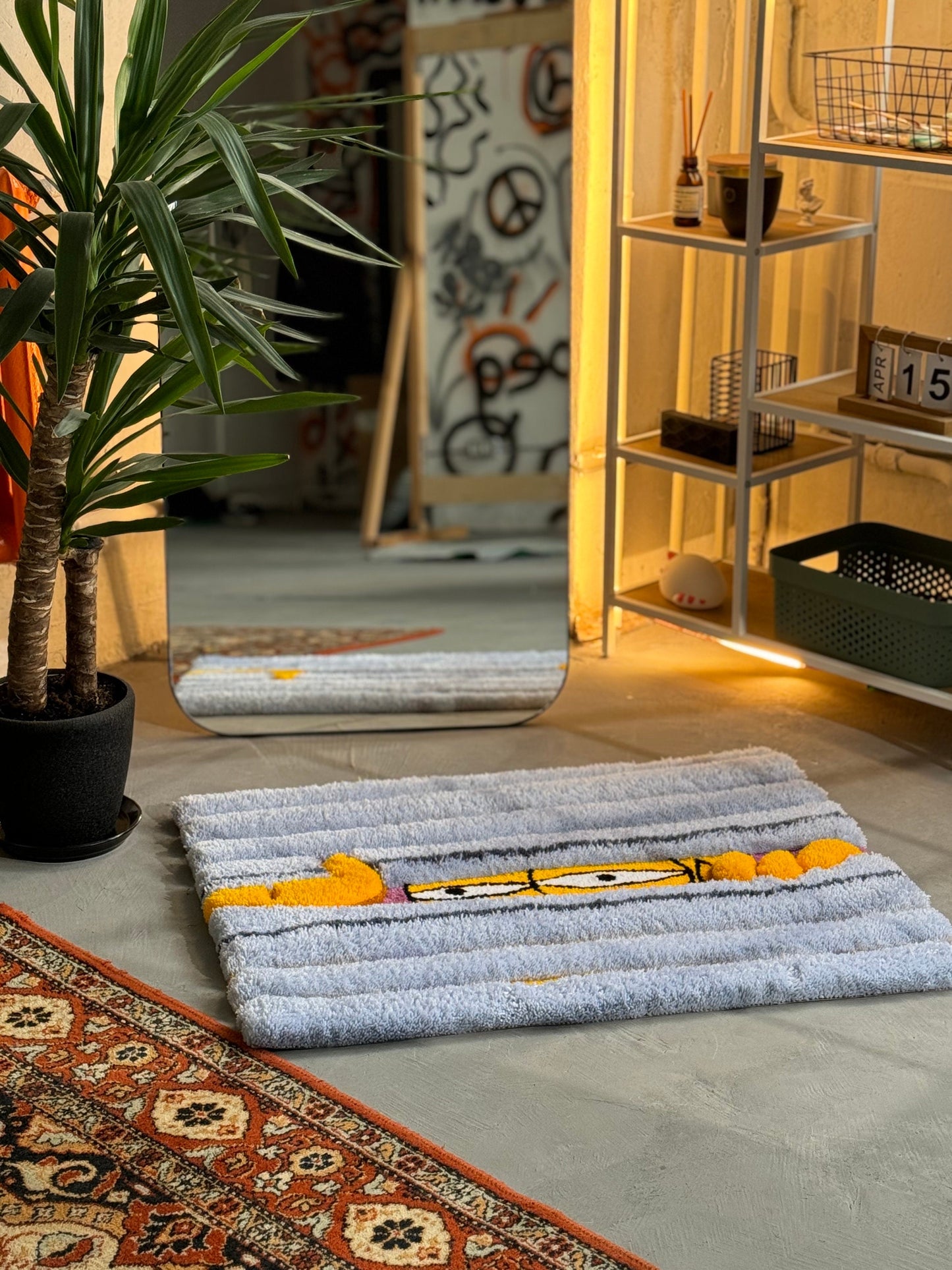 Tufted Cartoon 3D Rug, Wall Decor Rug, Handmade floor art, Gift for Father day, Home Decor Rug