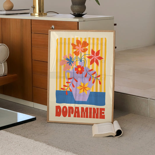 Dopamine Poster, Dopamine Decor, Maximalist Wall Art, Apartment Decor, Retro Wall Art, Trendy Wall Art, Colourful Wall Art