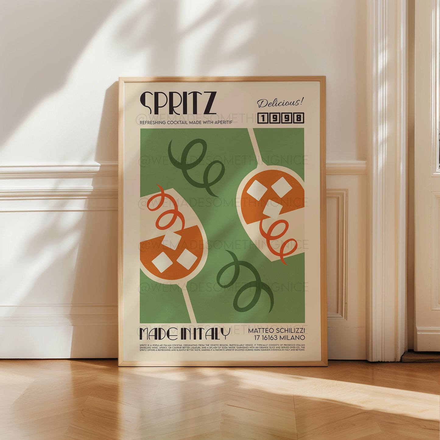 Spritz Cocktail Poster, Kitchen Poster, Kitchen Print, Retro Print, Travel Poster, Kitchen Decor, Cocktail Print, Birthday, Housewarming