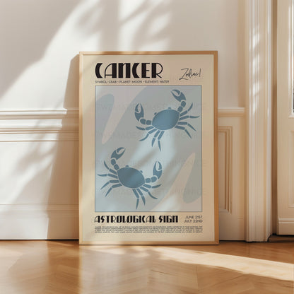 Cancer Poster, Horoscope Print, Astrological Wall Art, Illustration, Exhibition Poster, Zodiac Poster, Birthday Present Housewarming