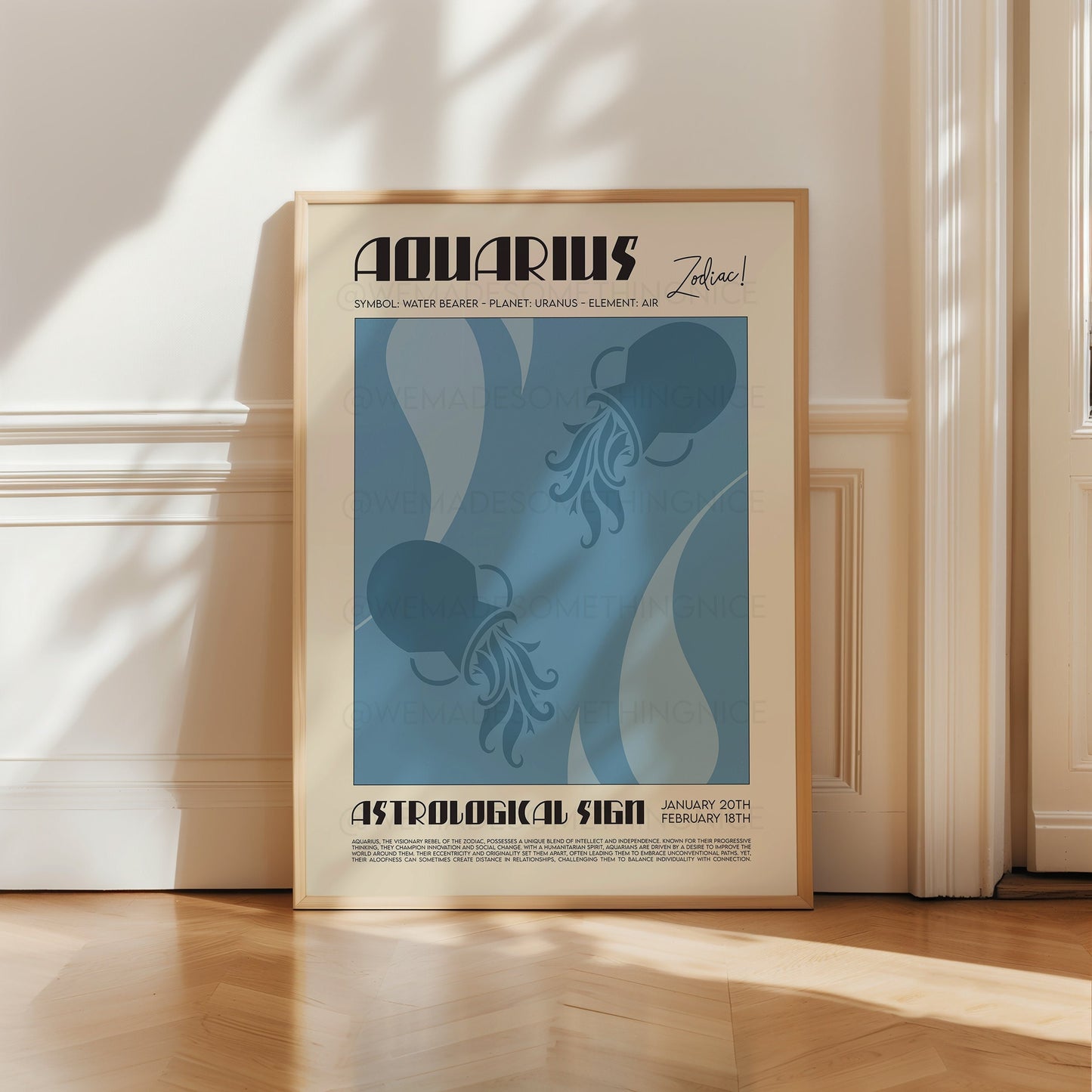 Aquarius Poster, Horoscope Print, Astrological Wall Art, Illustration, Exhibition Poster, Zodiac Poster, Birthday Present Housewarming