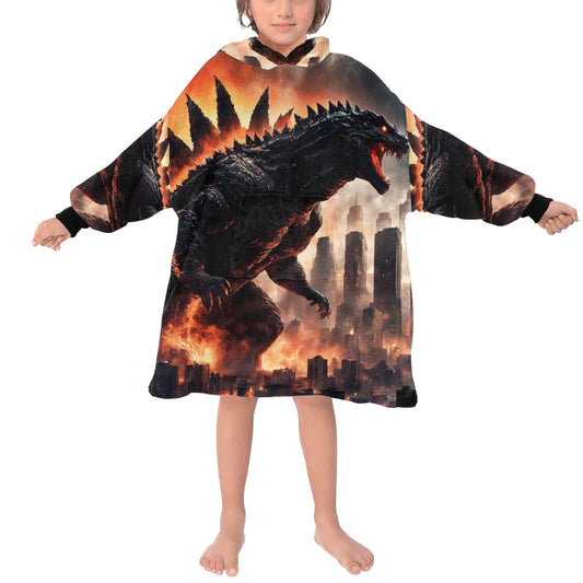 Godzilla Kids Blanket Hoodie Godzilla Gojira Kaiju