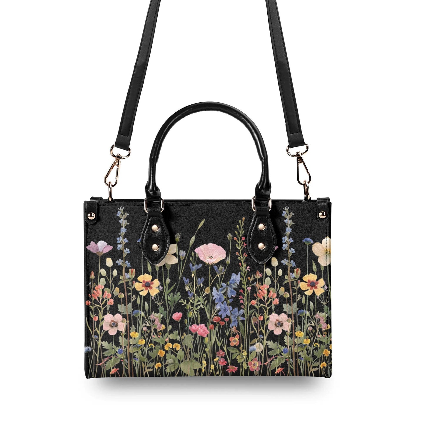 Bloom in Style: The Floral Chic Leather Tote Bag,  Waterproof PU Leather Handbag, Top Handle Vegan Leather, Crossbody, Shoulder bag.