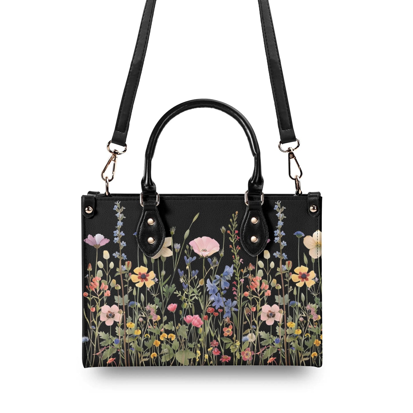 Bloom in Style: The Floral Chic Leather Tote Bag,  Waterproof PU Leather Handbag, Top Handle Vegan Leather, Crossbody, Shoulder bag.
