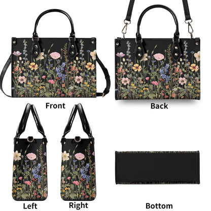 Bloom in Style: The Floral Chic Leather Tote Bag,  Waterproof PU Leather Handbag, Top Handle Vegan Leather, Crossbody, Shoulder bag.