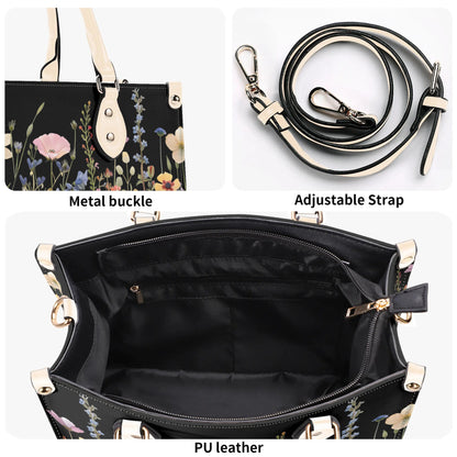 Bloom in Style: The Floral Chic Leather Tote Bag,  Waterproof PU Leather Handbag, Top Handle Vegan Leather, Crossbody, Shoulder bag.