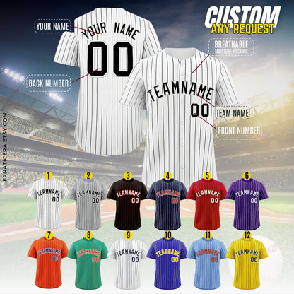 Personalized Name Team,Custom Stripe Line Color Baseball Jersey For Baseball Fans,Custom Number Baseball Jersey,Baseball Couple Jersey B12