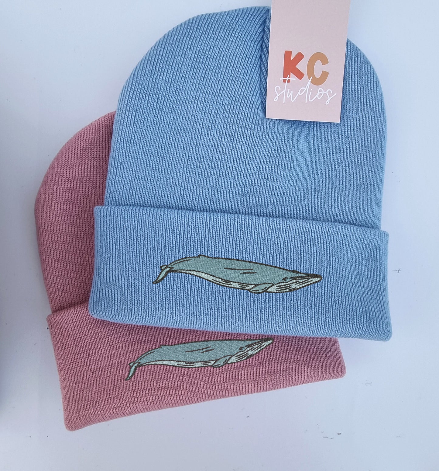 Lovely Blue Whale Embroidered Beanie - Free Delivery - More Colours - Embroidery - Sea Animal Ocean - Hat