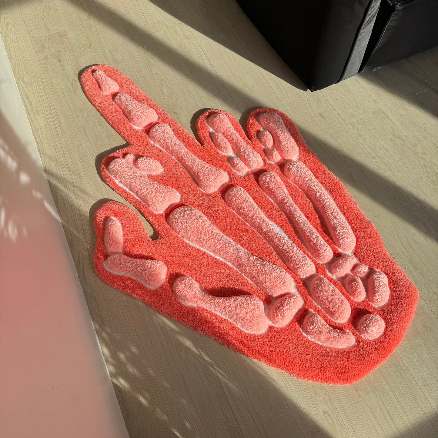3D Skeleton Hand Rug: Modern Tufted Accent Rug