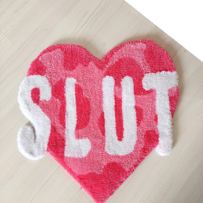 Slut Fluffy Tuft Rug,Custom Tufted Rug,Personalized Rug,Housewarming Gift,Heart Rug,Pink Rug, Handmade Rug,Valentines Day Gift,Gifts for Her