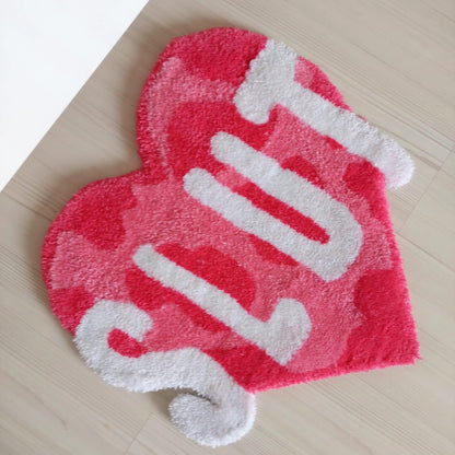 Slut Fluffy Tuft Rug,Custom Tufted Rug,Personalized Rug,Housewarming Gift,Heart Rug,Pink Rug, Handmade Rug,Valentines Day Gift,Gifts for Her