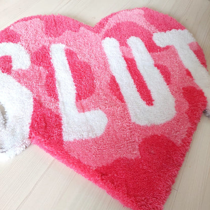Slut Fluffy Tuft Rug,Custom Tufted Rug,Personalized Rug,Housewarming Gift,Heart Rug,Pink Rug, Handmade Rug,Valentines Day Gift,Gifts for Her