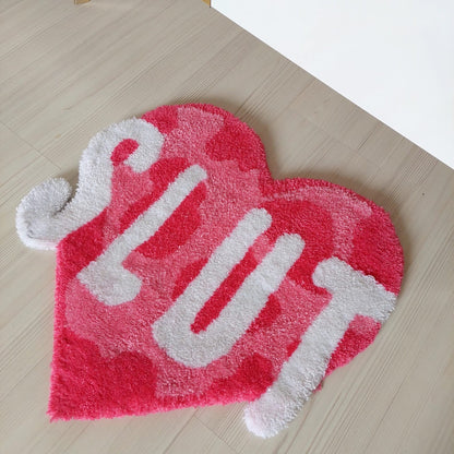 Slut Fluffy Tuft Rug,Custom Tufted Rug,Personalized Rug,Housewarming Gift,Heart Rug,Pink Rug, Handmade Rug,Valentines Day Gift,Gifts for Her