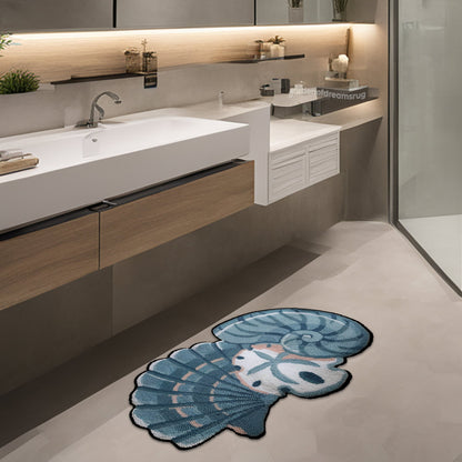 Tufted Look Bath Mat, Sea Shell Bath Mat, Soft Bath Mat, Non Slip Mat, Bathroom Decor, Gift Mat, Rugs For Bathroom, Gift Rug, Washable Mat