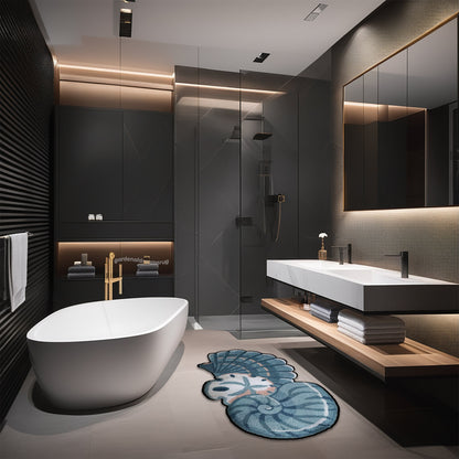 Tufted Look Bath Mat, Sea Shell Bath Mat, Soft Bath Mat, Non Slip Mat, Bathroom Decor, Gift Mat, Rugs For Bathroom,Gift Rug,Washable Mat,mat