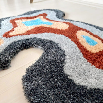 Abstract Rug, Irregular Amoeba Shaped Rug, Tufted Rug, Living Room Rug, Handmade Rug,Wavy Rug, Bedroom Rug,Handmade Gift,Home Decor,Area Rug