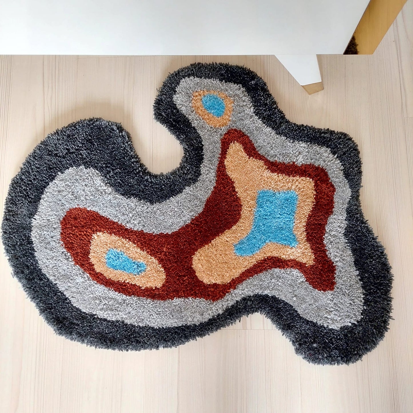 Abstract Rug, Irregular Amoeba Shaped Rug, Tufted Rug, Living Room Rug, Handmade Rug,Wavy Rug, Bedroom Rug,Handmade Gift,Home Decor,Area Rug