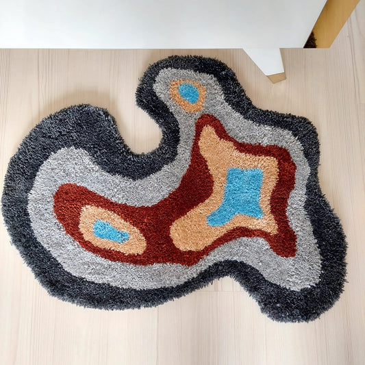 Abstract Rug, Irregular Amoeba Shaped Rug, Tufted Rug, Living Room Rug, Handmade Rug,Wavy Rug, Bedroom Rug,Handmade Gift,Home Decor,Area Rug