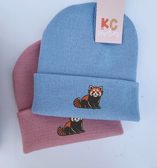 Cute Red Panda Embroidered Beanie - Free Delivery - More Colours - Embroidery