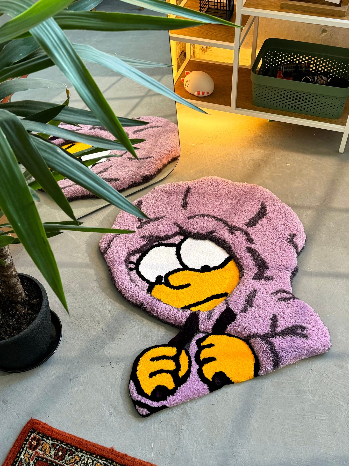 Tufted Cartoon 3D Rug, Cute Rug, Handmade floor art, Purple Tufted Rug, Christmas rug gift, Fluffy Rug