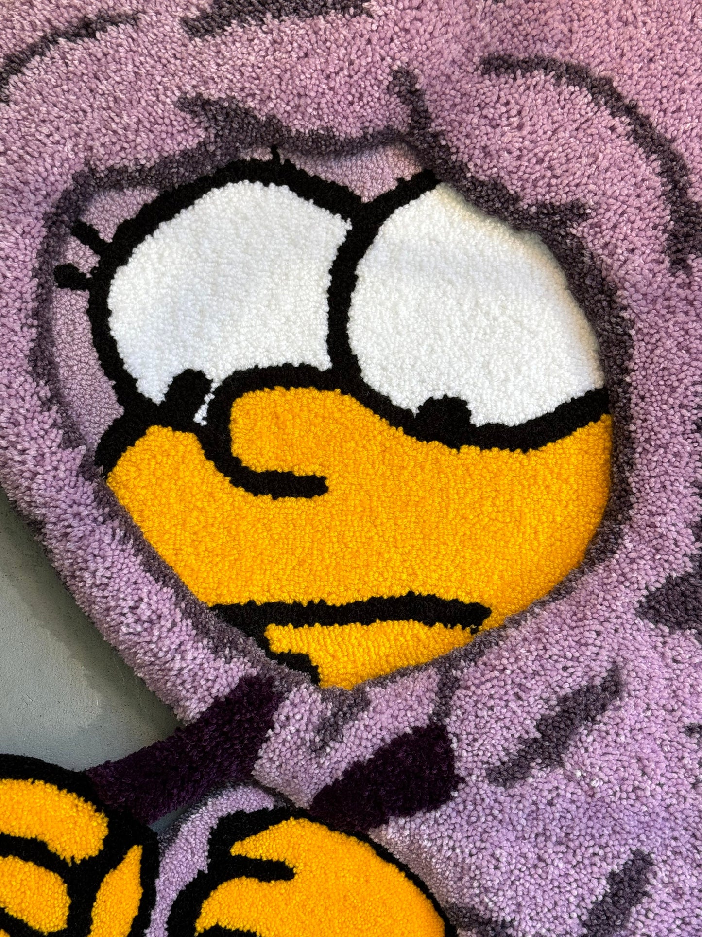 Tufted Cartoon 3D Rug, Cute Rug, Handmade floor art, Purple Tufted Rug, Christmas rug gift, Fluffy Rug