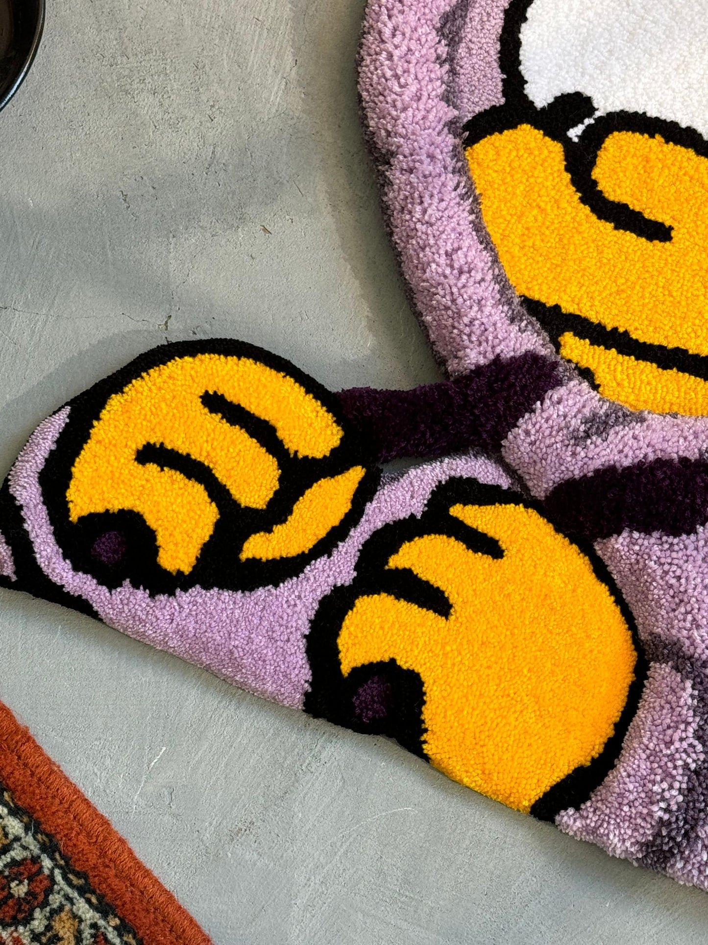 Tufted Cartoon 3D Rug, Cute Rug, Handmade floor art, Purple Tufted Rug, Christmas rug gift, Fluffy Rug