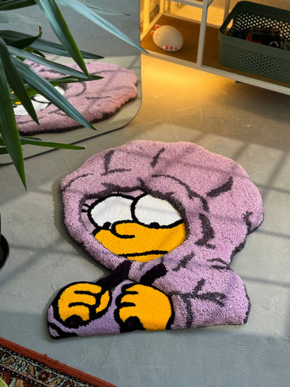 Tufted Cartoon 3D Rug, Cute Rug, Handmade floor art, Purple Tufted Rug, Christmas rug gift, Fluffy Rug