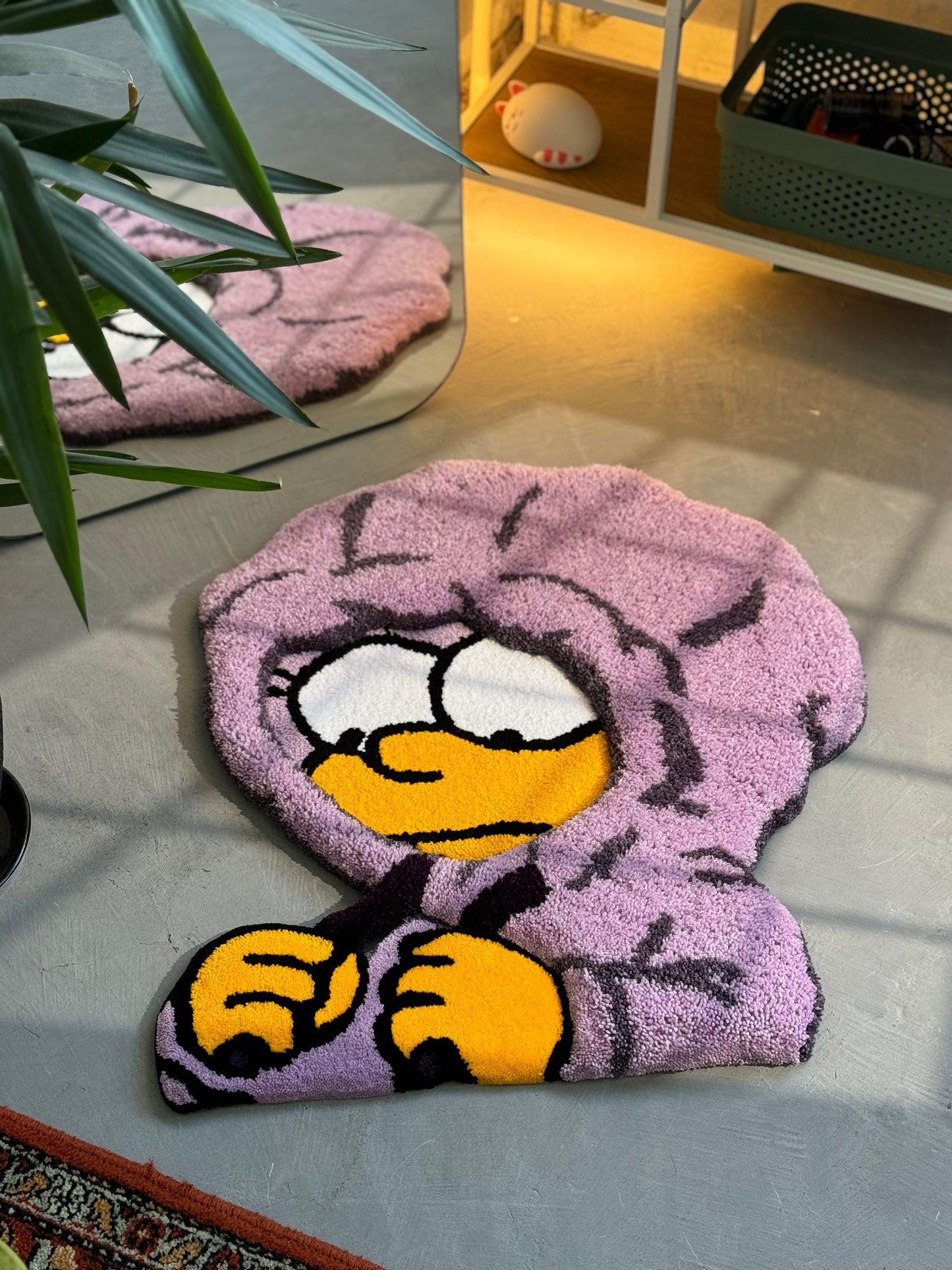Tufted Cartoon 3D Rug, Cute Rug, Handmade floor art, Purple Tufted Rug, Christmas rug gift, Fluffy Rug
