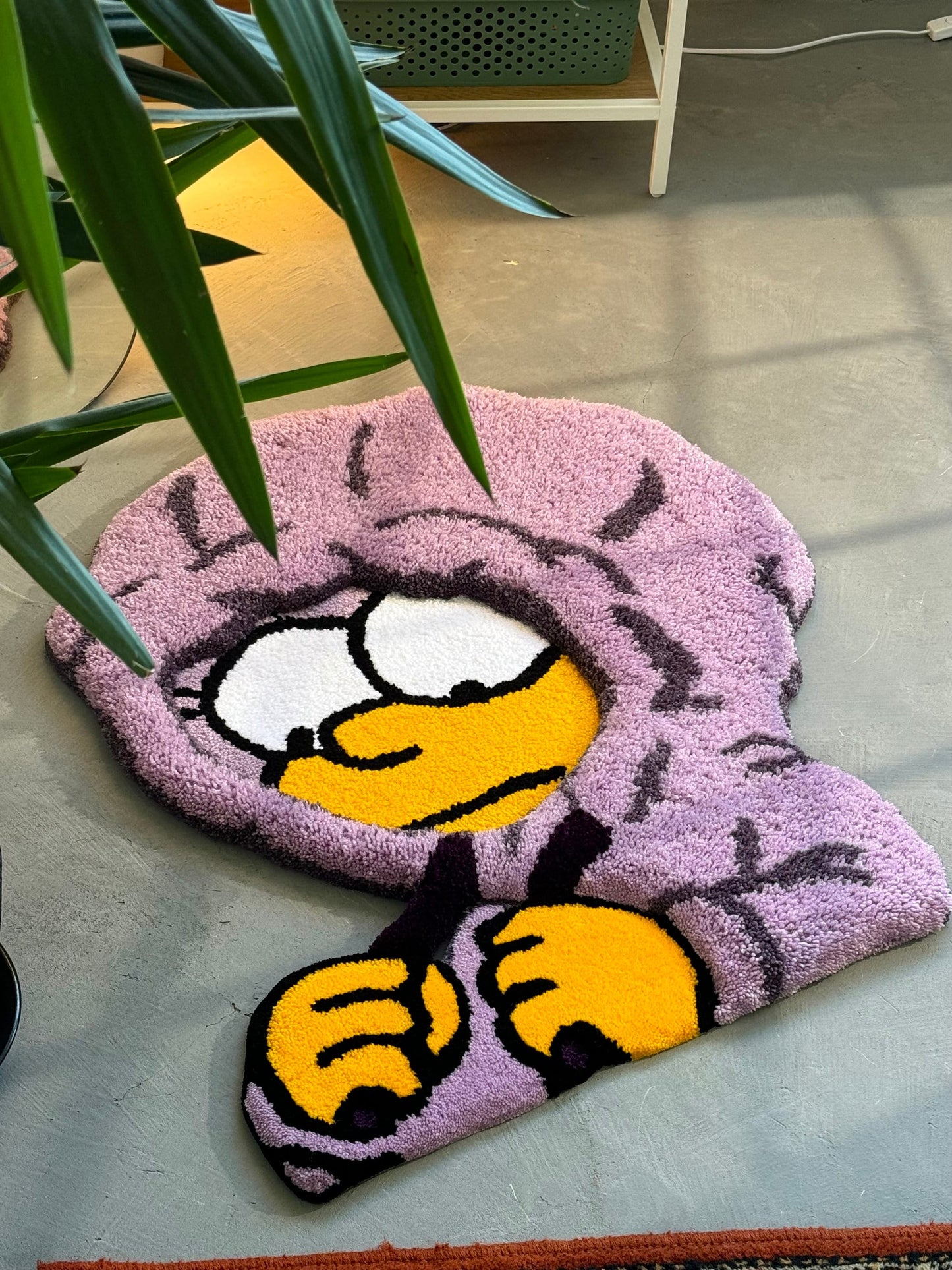 Tufted Cartoon 3D Rug, Cute Rug, Handmade floor art, Purple Tufted Rug, Christmas rug gift, Fluffy Rug
