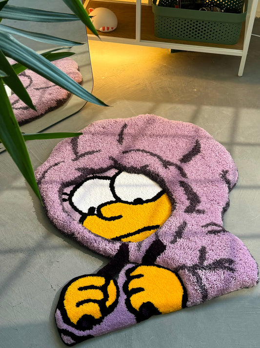 Tufted Cartoon 3D Rug, Cute Rug, Handmade floor art, Purple Tufted Rug, Christmas rug gift, Fluffy Rug