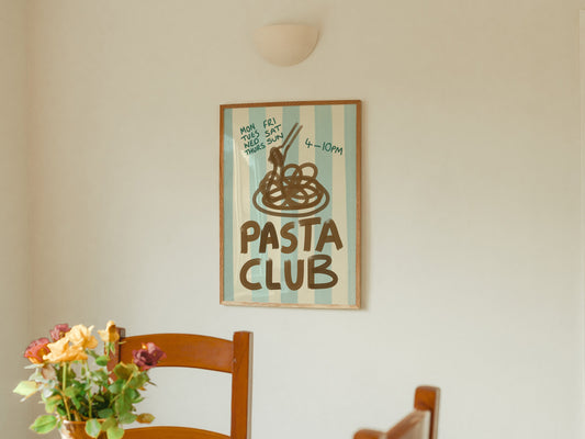 Pasta Club Kitchen Print: Retro Foodie Art