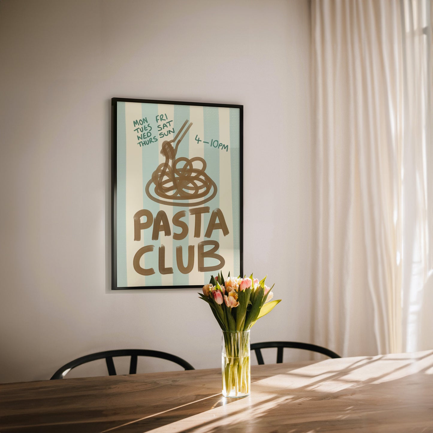 Pasta Club Kitchen Print: Retro Foodie Art