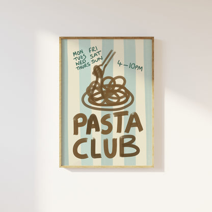 Pasta Club Kitchen Print: Retro Foodie Art
