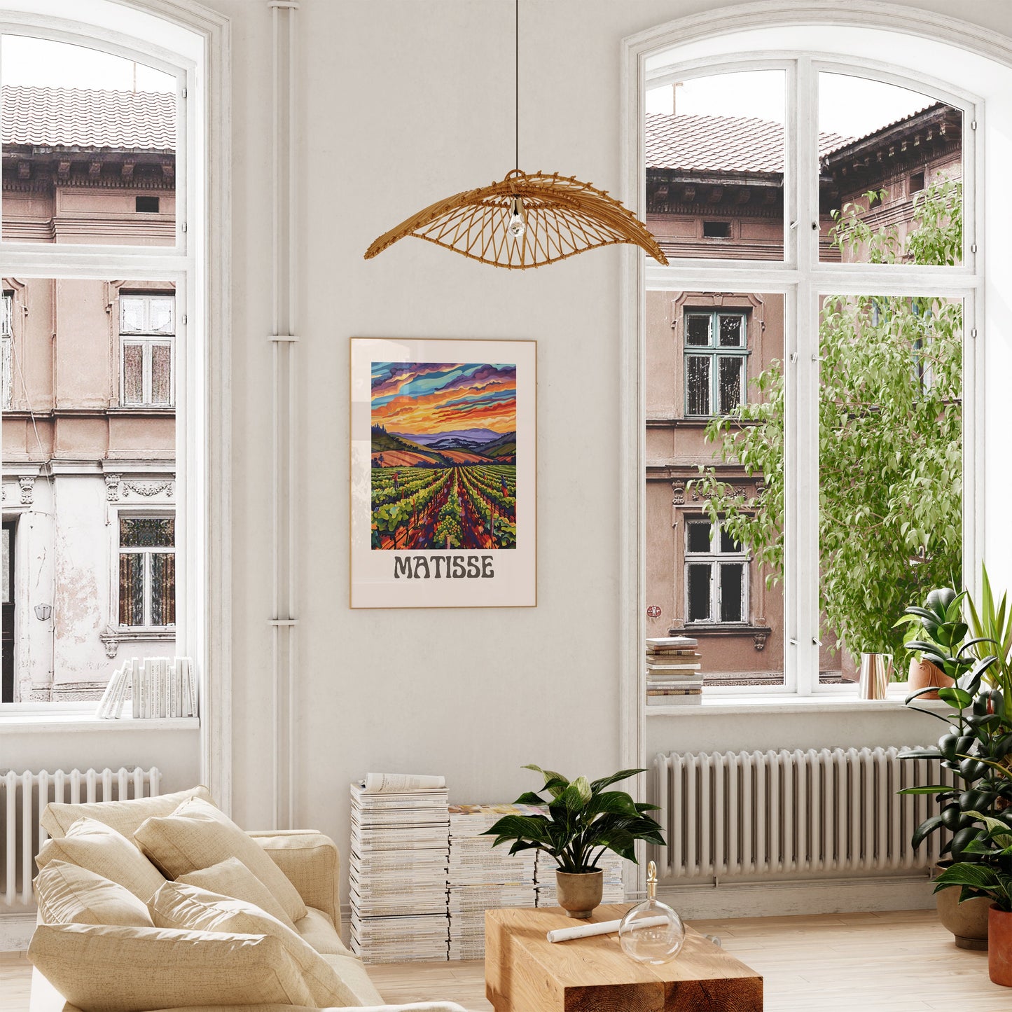 Henri Matisse Inspired Print with Frame, Artful Matisse Framed Poster, Matisse Art Print Livingroom Wall Art, Gallery Wall, Printed Matisse