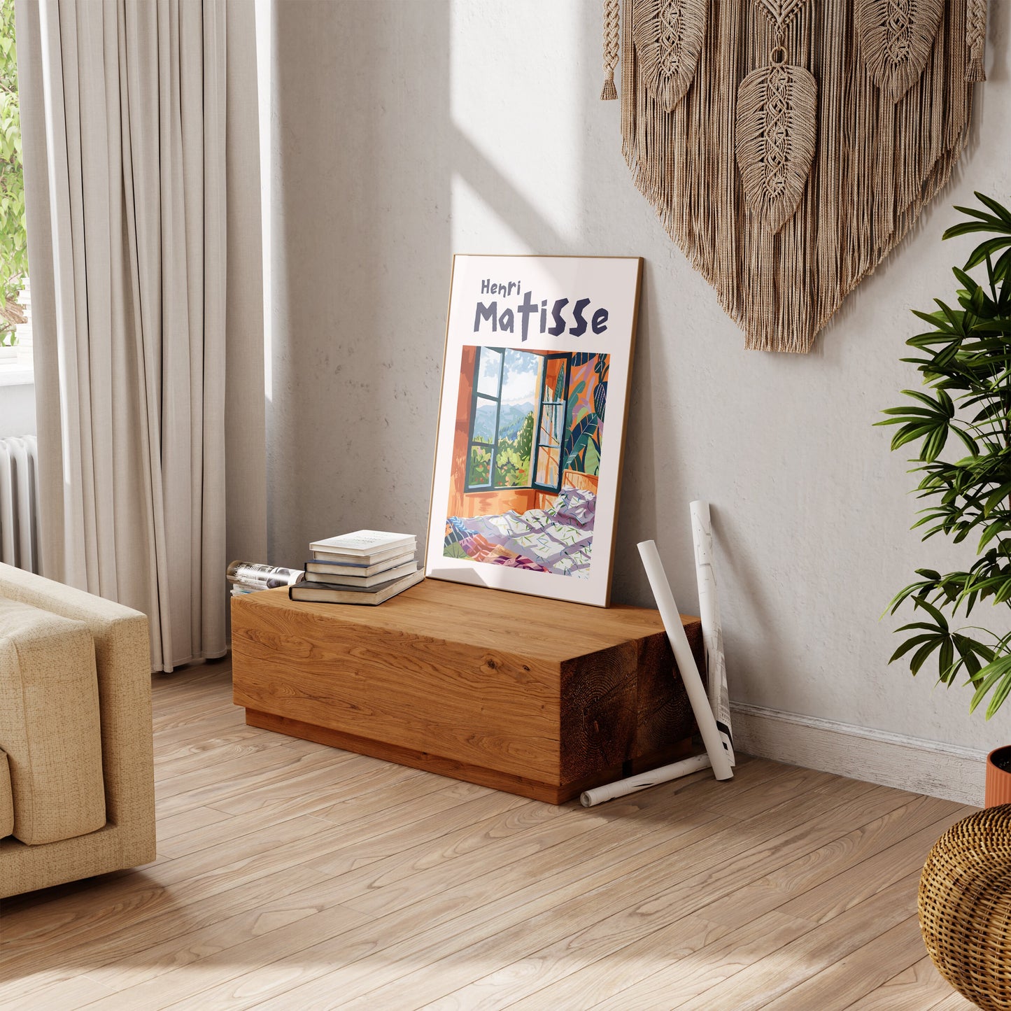 Henri Matisse Inspired Print with Frame, Artful Matisse Framed Poster, Matisse Art Print Livingroom Wall Art, Gallery Wall, Printed Matisse