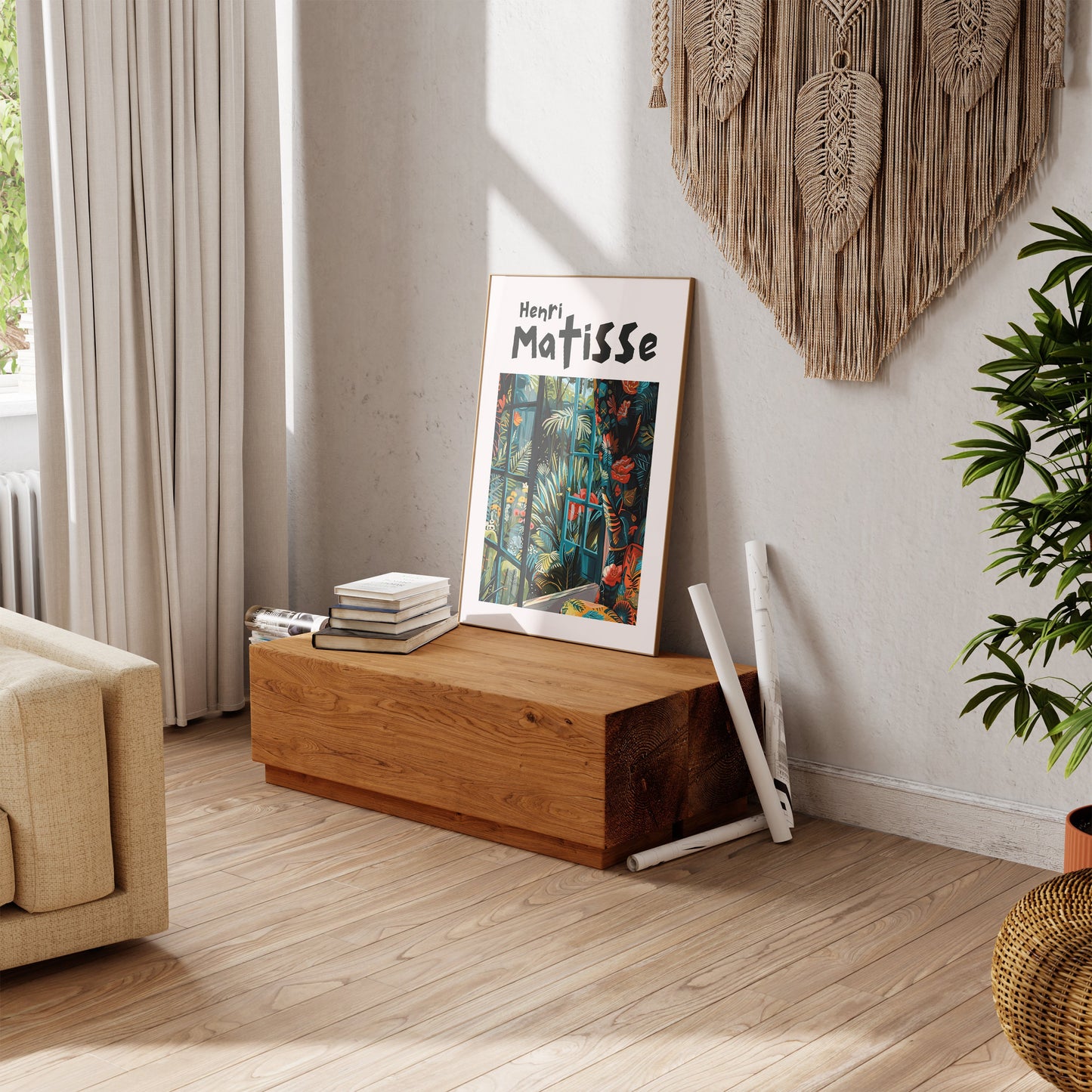 Henri Matisse Inspired Print with Frame, Artful Matisse Framed Poster, Matisse Art Print Livingroom Wall Art, Gallery Wall, Printed Matisse