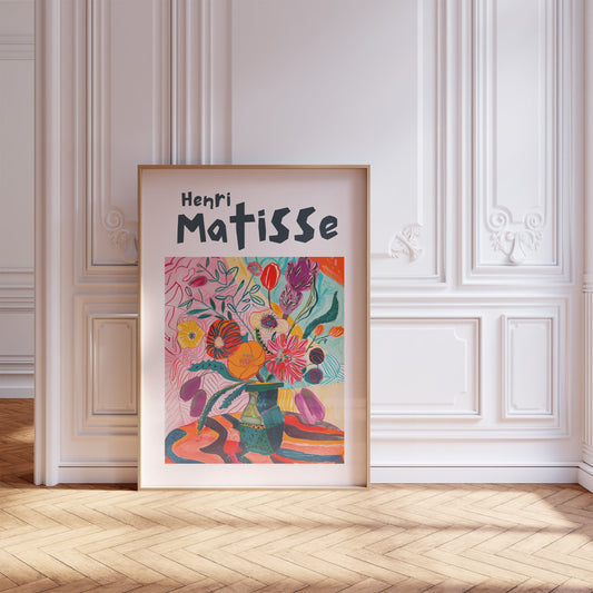 Henri Matisse Inspired Print with Frame, Artful Matisse Framed Poster, Matisse Art Print Livingroom Wall Art, Gallery Wall, Printed Matisse