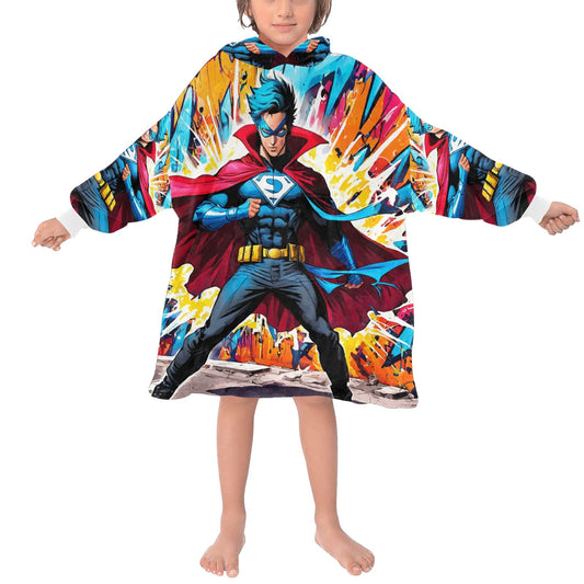 Kids Blanket Hoodie Super Hero