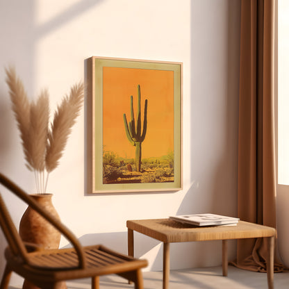 Vintage Saguaro Cactus Print, The Sonoran Desert Print Retro Outdoors Poster, Arizona Cabin Cottage Wall Art, Botanical Cacti Desert Art