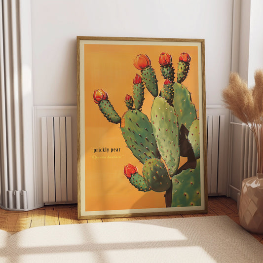 Vintage Prickly Pear Cactus Print, The Sonoran Desert Print Retro Outdoors Poster, Arizona Cabin Cottage Wall Art, Botanical Cacti Desert