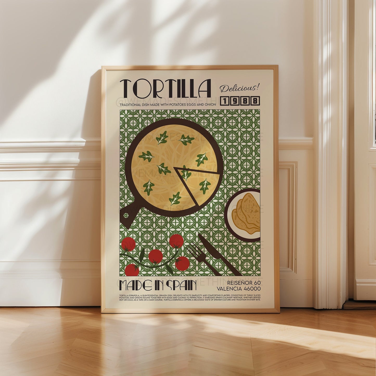 Tortilla Print, Kitchen Art, Kitchen Poster, Kitchen Print, Food Art, Food Poster, Food Print, Spain Poster