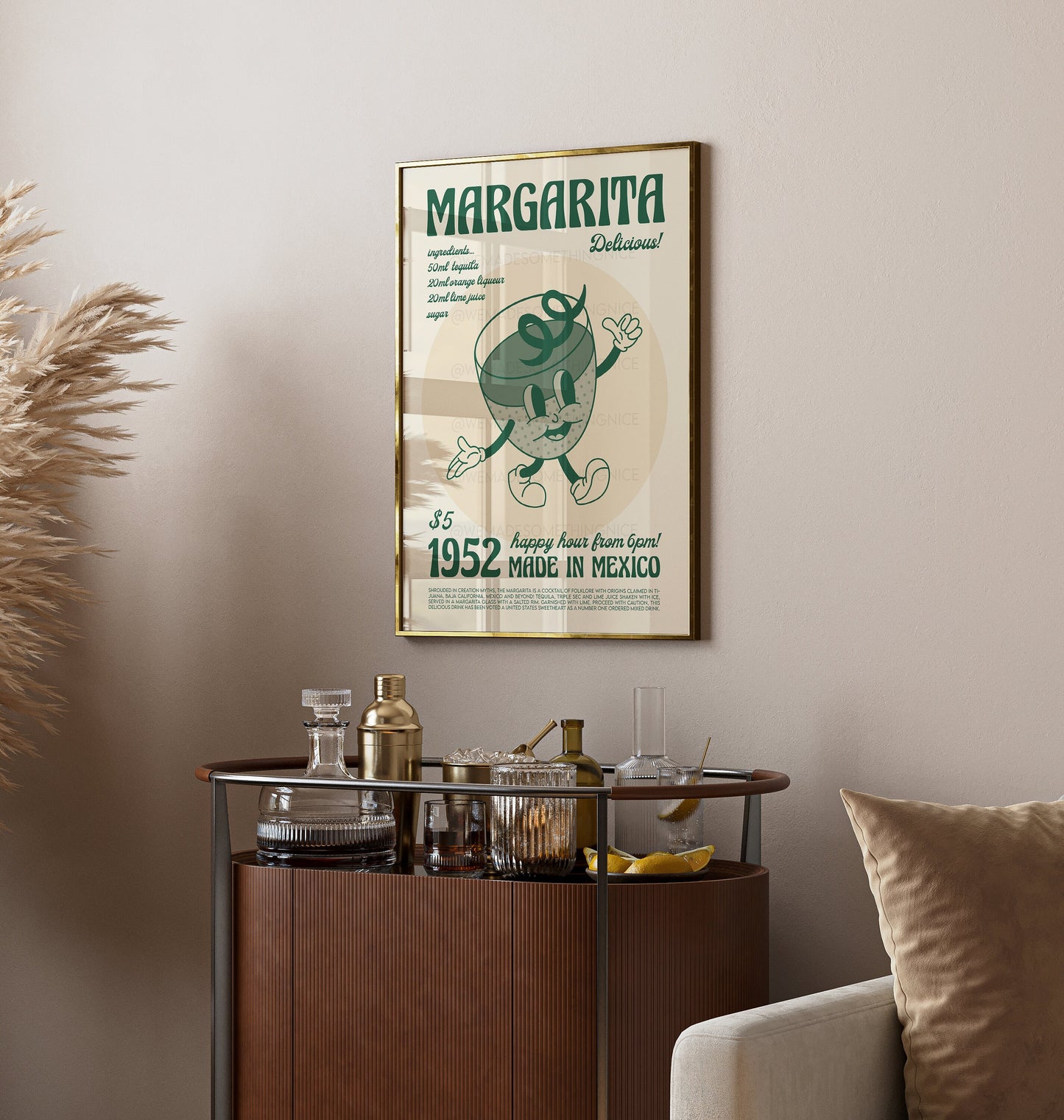 Margarita Cocktail Poster, Kitchen Art, Kitchen Print, Kitchen Poster, Cocktail Poster, Cocktail Print, Trendy Wall Art