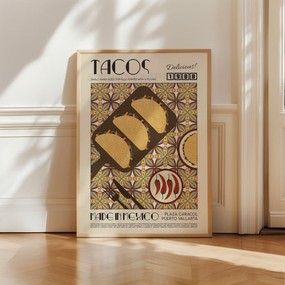 Taco Poster, Kitchen Poster, Kitchen Print, Food Print, Modern Kitchen Decor, Illustration, Mexican, Chef Print, Bar Art, Retro Wall Art