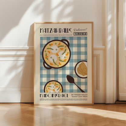 Matzah Balls Print, Kitchen Art, Kitchen Poster, Kitchen Print,  Israel Poster, Retro Art, Kitchen Decor, Food Art, Jewish Art, Israel