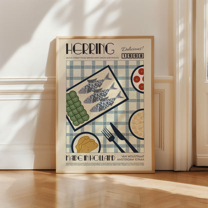 Herring Poster, Holland Poster, French Retro, Scandinavian Kitchen Decor, Food Art, Mid Century Modern, Amsterdam, Housewarming