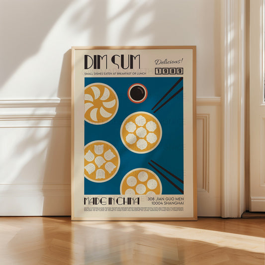 Dim Sum Poster, Kitchen Poster, Kitchen Print, Food Print, Modern Kitchen Decor, Illustration, Chef Print, Exhibition Poster, Retro Wall Art
