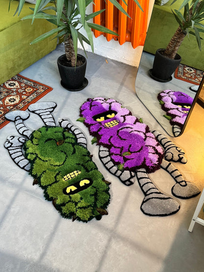 Tufted 3D Cartoon Rug, Fluffy Moss Rug, Stylish Rug, Robot rug, Handmade floor art, Suit Tufted Rug, Halloween gift, Christmas gift