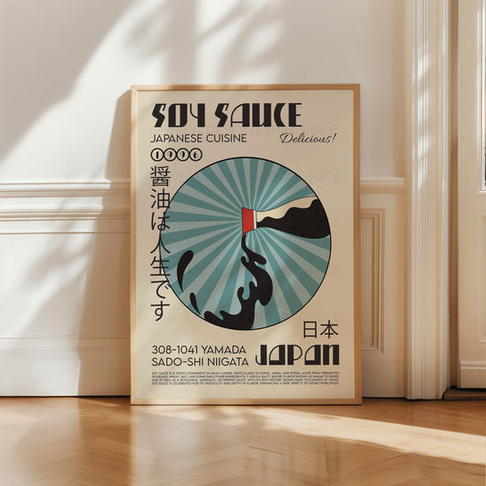 Soy Sauce Poster, Kitchen Art, Asian wall Art, Kitchen Decor, Trendy Wall Art, Retro Wall Art, Japanese Art