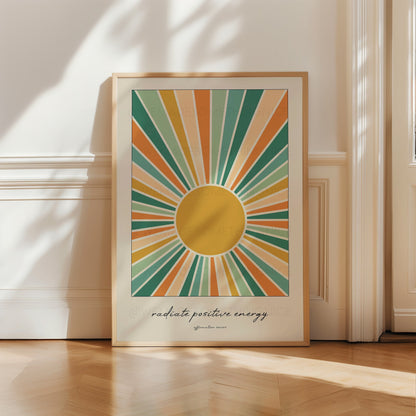 Radiate Positive Energy Print, Motivation Poster, Inspirational Art, Affirmation print, Mindfulness cards, Positive wall art, Bedroom, Gift