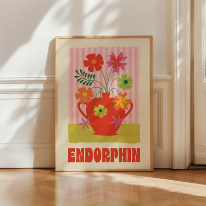 Endorphin Poster, Dopamine Decor, Maximalist Wall Art, Apartment Decor, Retro Wall Art, Trendy Wall Art, Colourful Wall Art, Flower Art